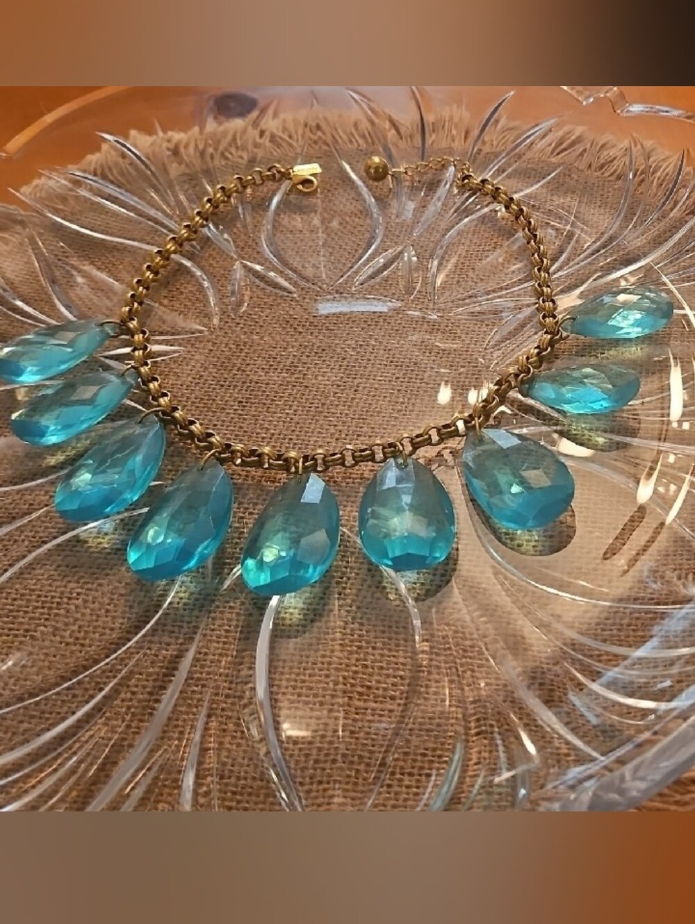 kate spade Gold-Tone Necklace with Teal Teardrop Crystals - Picture 5 of 7